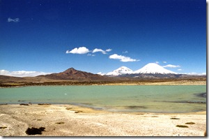 Lauca - Volcano with lake 1